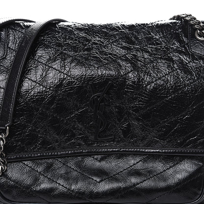 Saint Laurent Crinkled Calfskin Matelasse Monogram Large Niki Chain Satchel Black 9 of 9