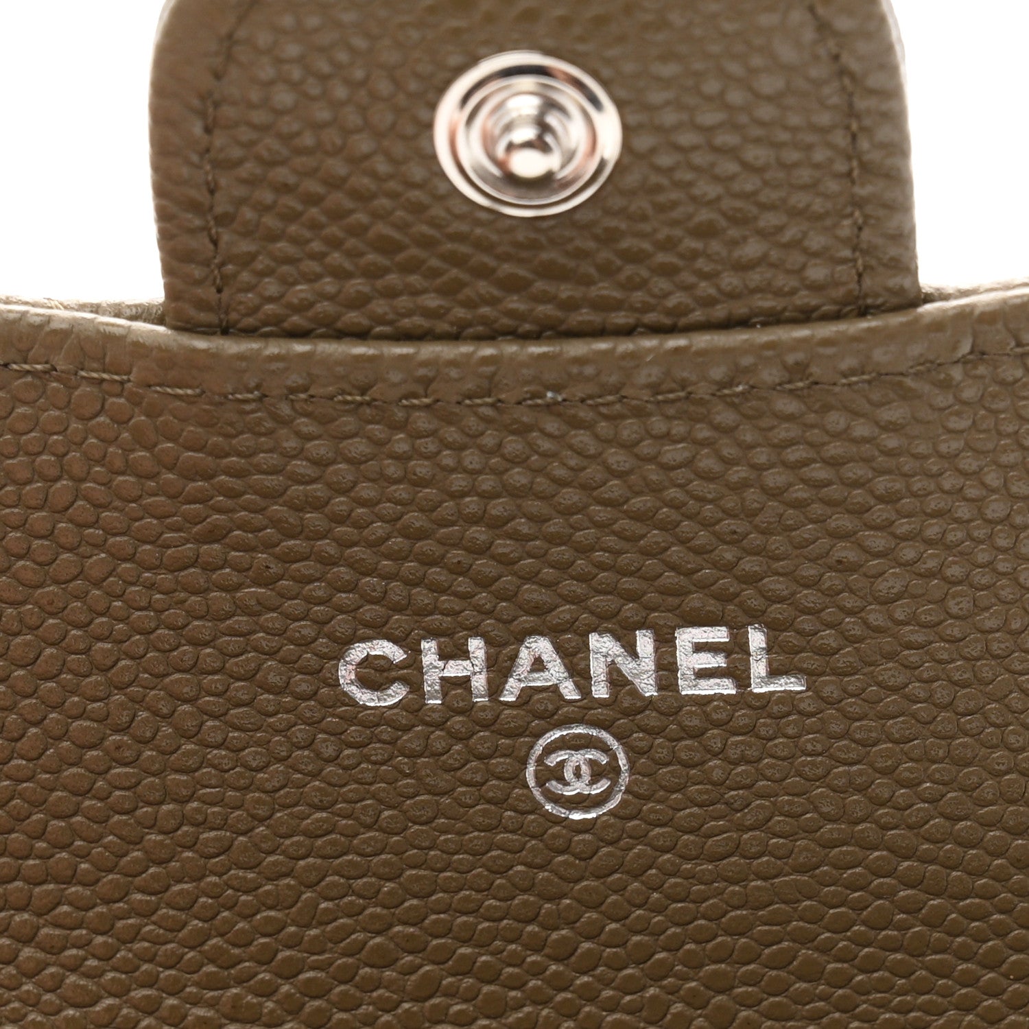 Chanel Caviar Quilted Flap Card Holder Wallet Dark Khaki 6 of 9