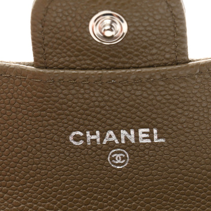 Chanel Caviar Quilted Flap Card Holder Wallet Dark Khaki 6 of 9