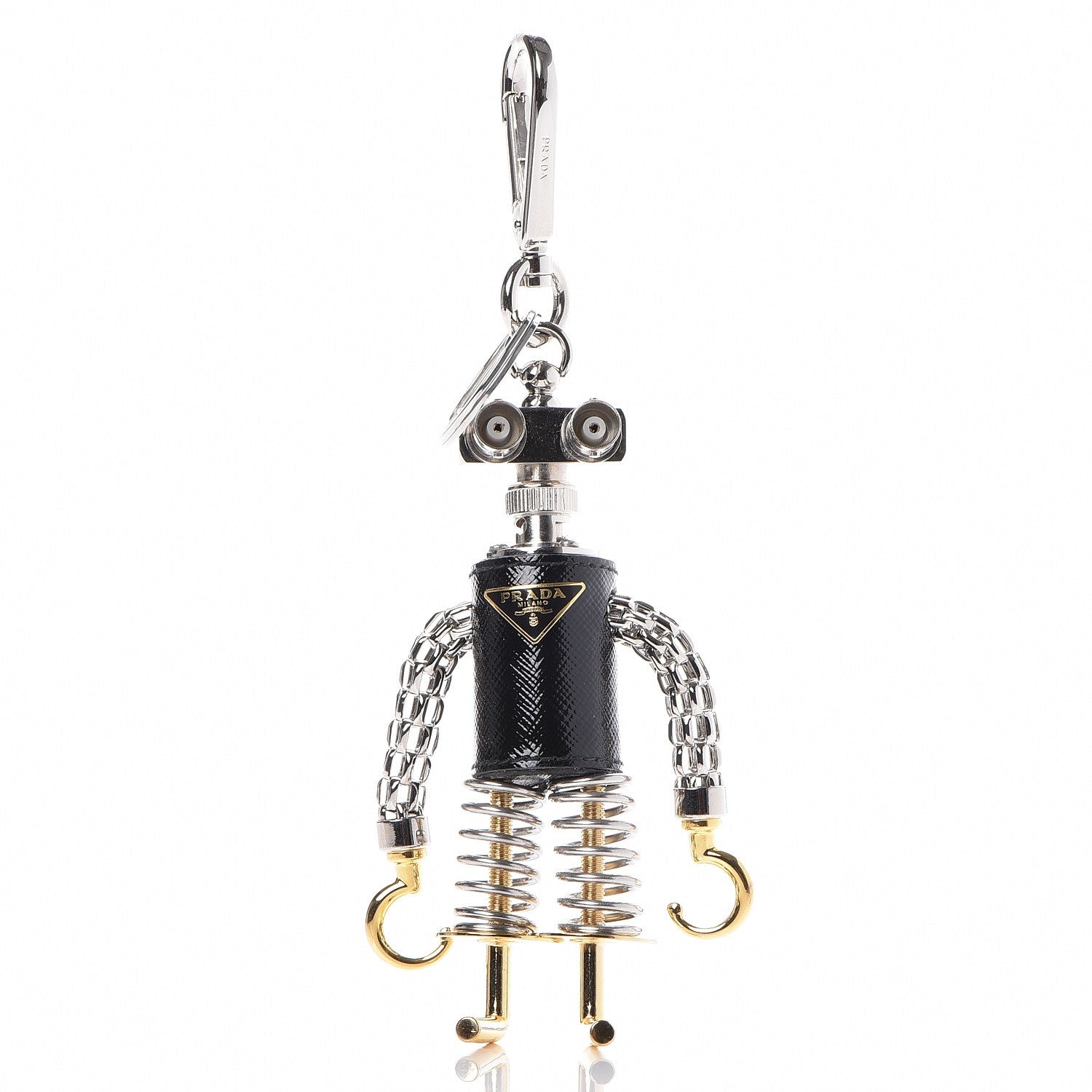 Prada Saffiano Robot Edward Hook Trick Keychain 1 of 5