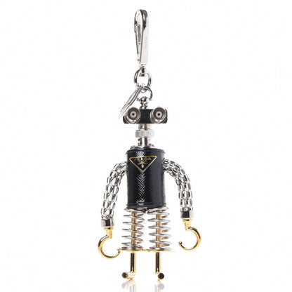 Prada Saffiano Robot Edward Hook Trick Keychain 1 of 5