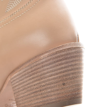 Valentino Garavani Calfskin Embroidered Texan 50mm Cowboy Ankle Boots 39 Naturale 13 of 13