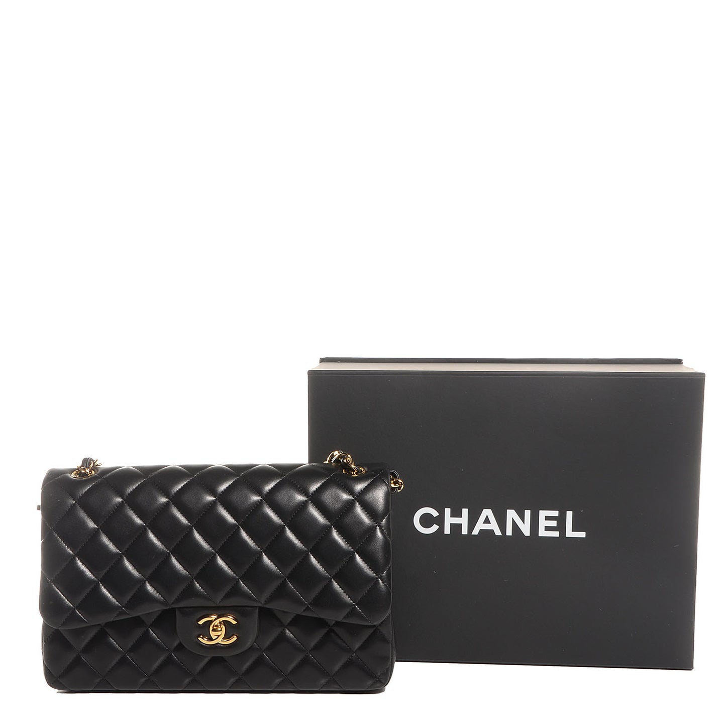 Lambskin Jumbo Double Flap Black