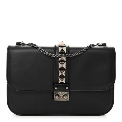 Valentino Garavani Vitello Medium Glam Lock Rockstud Flap Black 1 of 12
