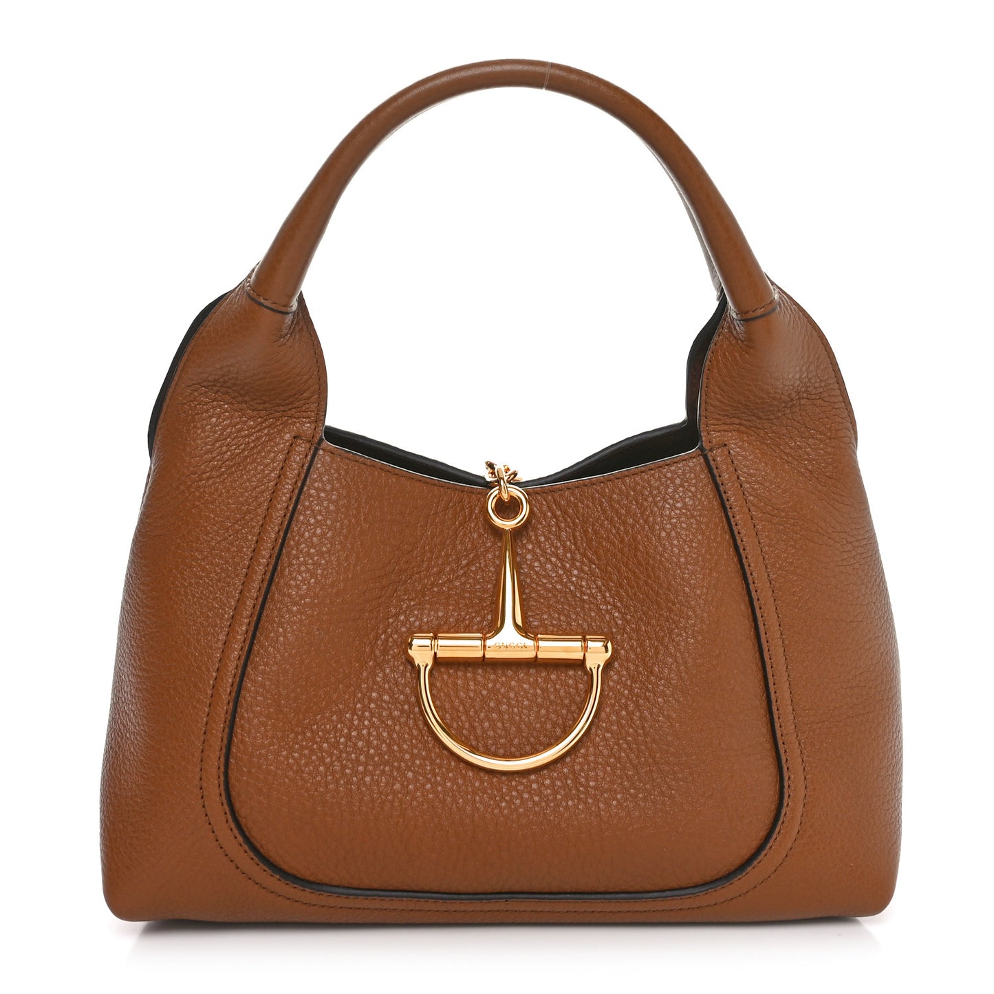 Grained Calfskin Softbit Medium Shoulder Bag Brown
