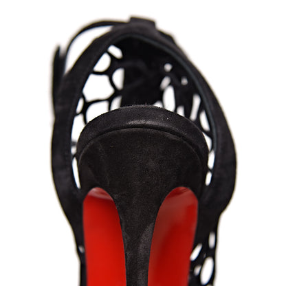 Christian Louboutin Veau Velours PVC Fishnet Zoom 100 Sandal 36 Black 10 of 11