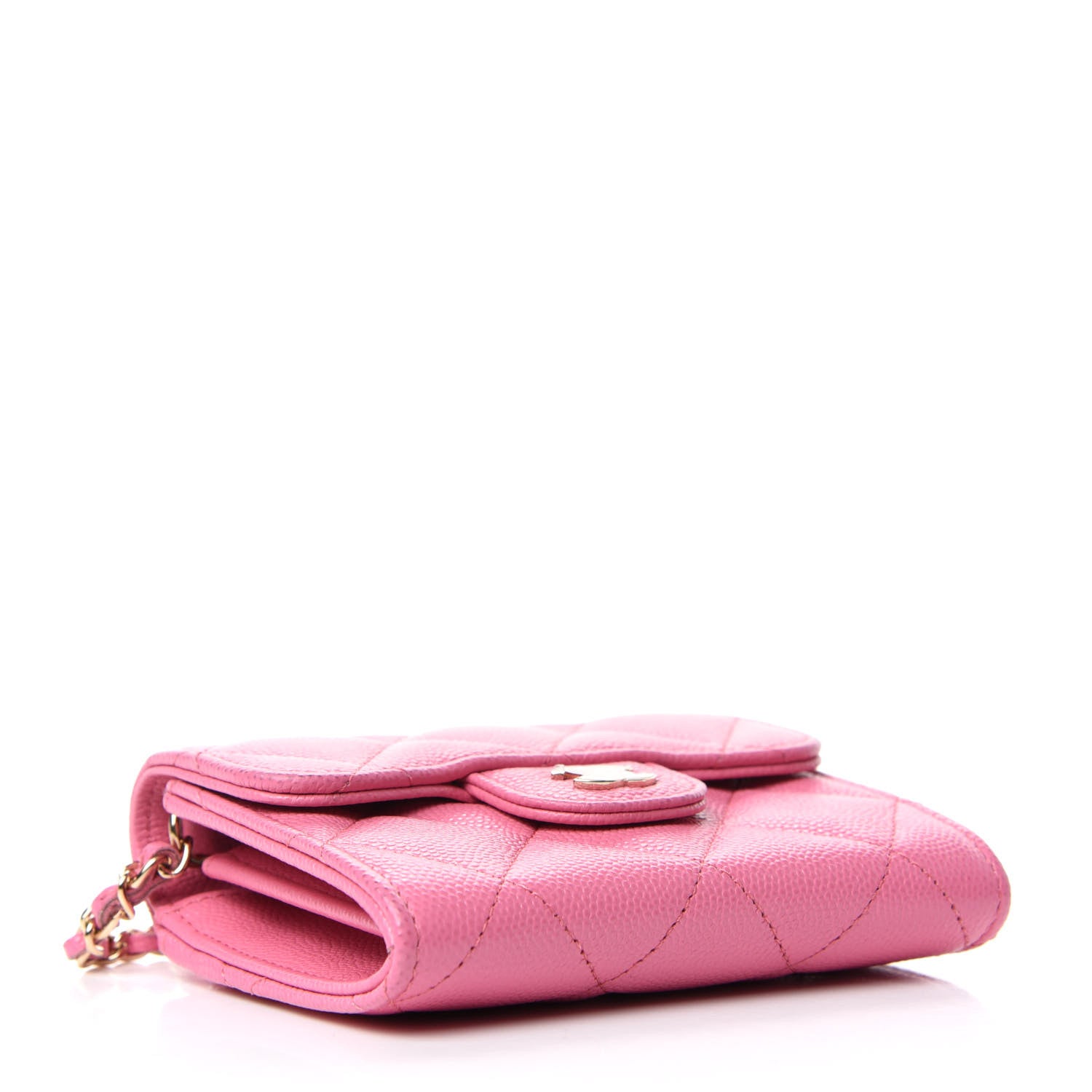 Chanel Caviar Quilted Flap Card Holder On Chain Pink 4 of 8