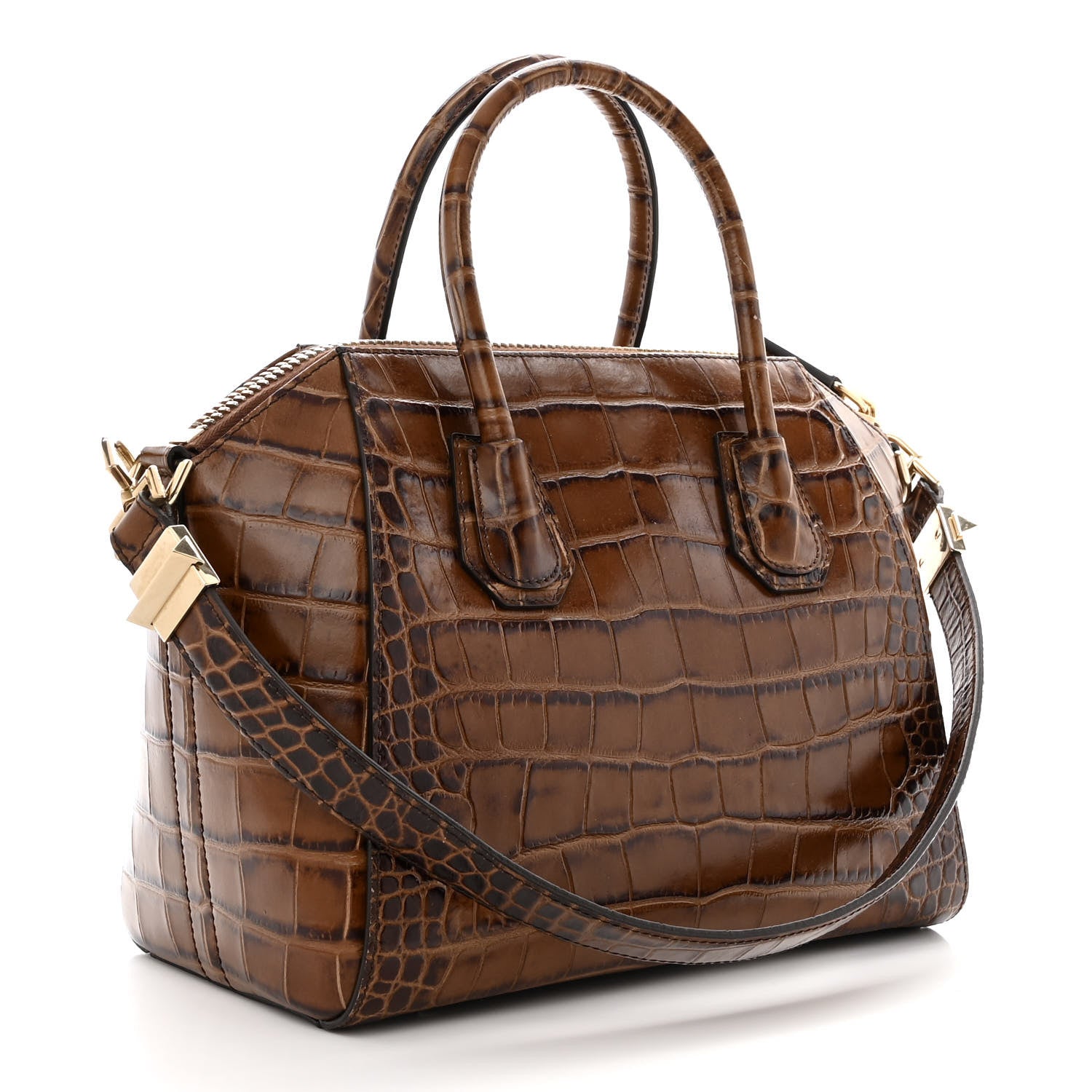 Givenchy Calfskin Crocodile Embossed Small Antigona Brown 3 of 12