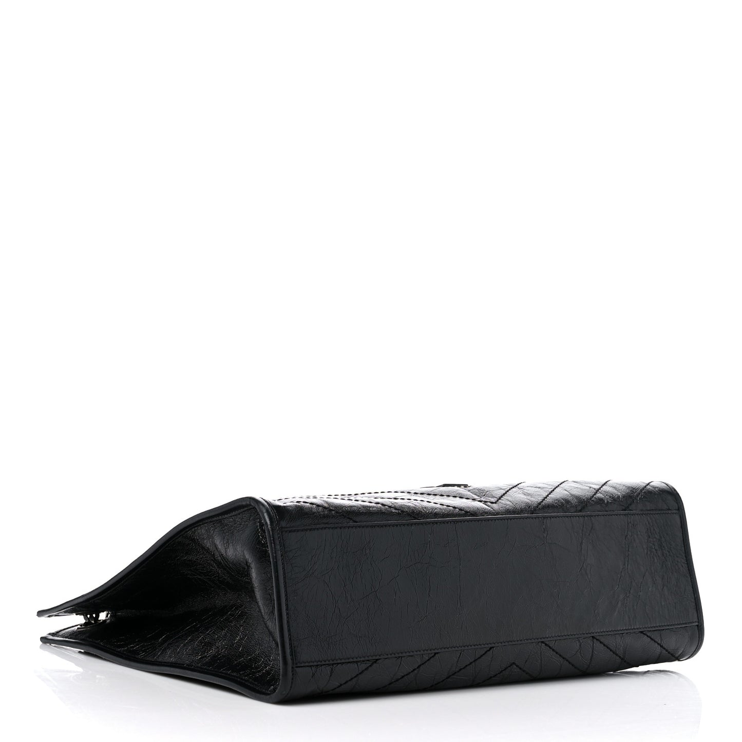 Crinkled Calfskin Matelasse Monogram Niki Shoulder Bag Black