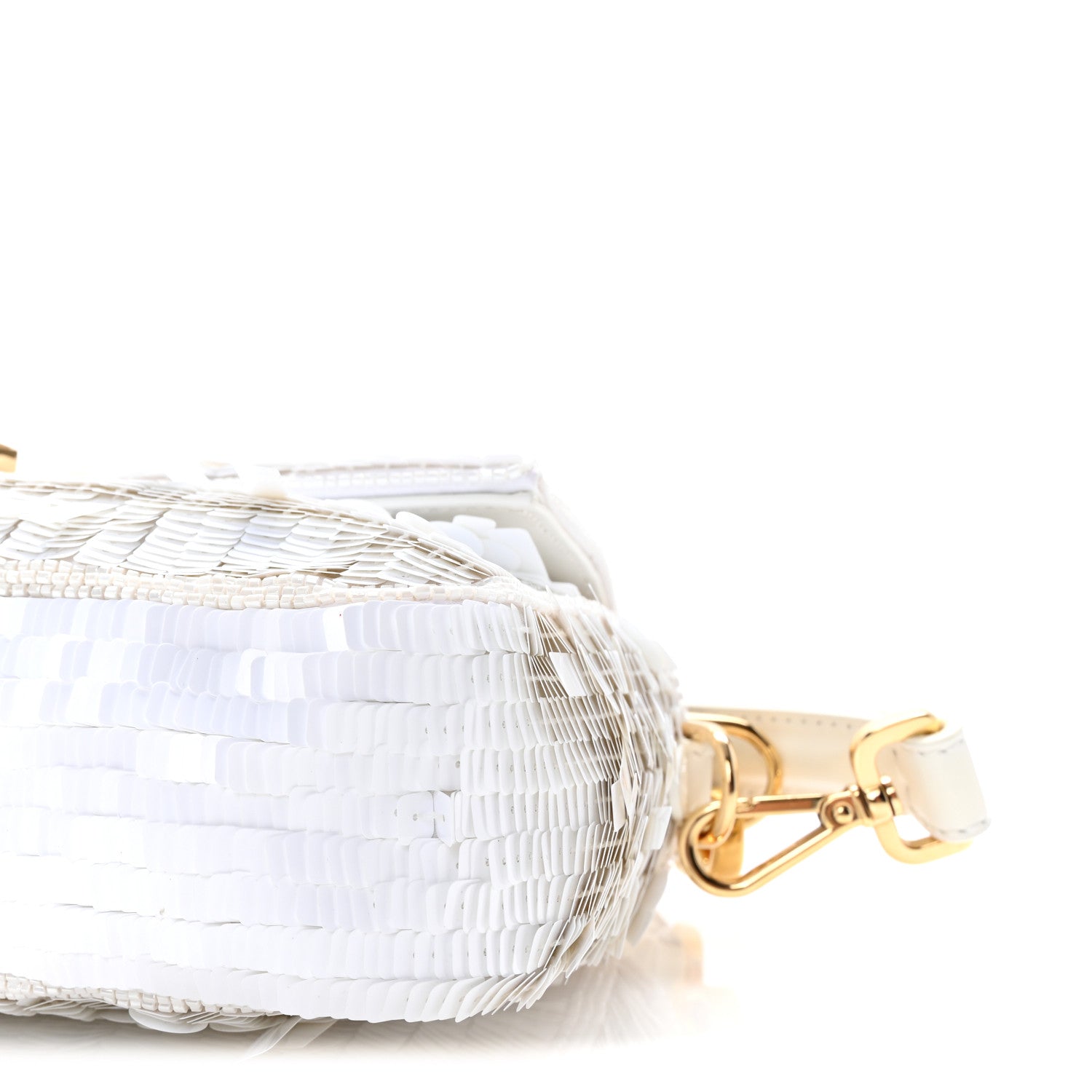 Fendi Sequin Paillettes Vitello Grace Sex and the City Baguette White 9 of 10