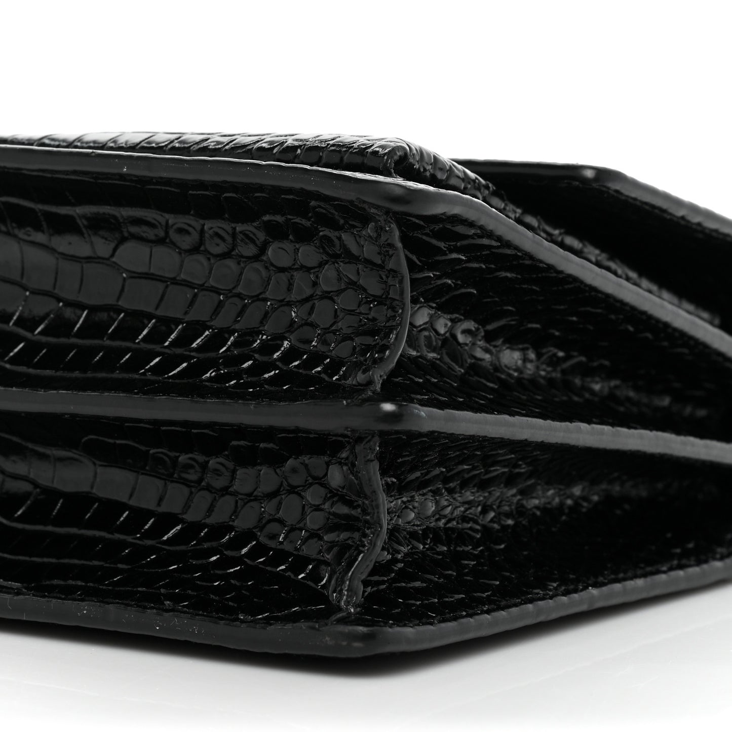 Calfskin Crocodile Embossed Medium Monogram Sunset Black