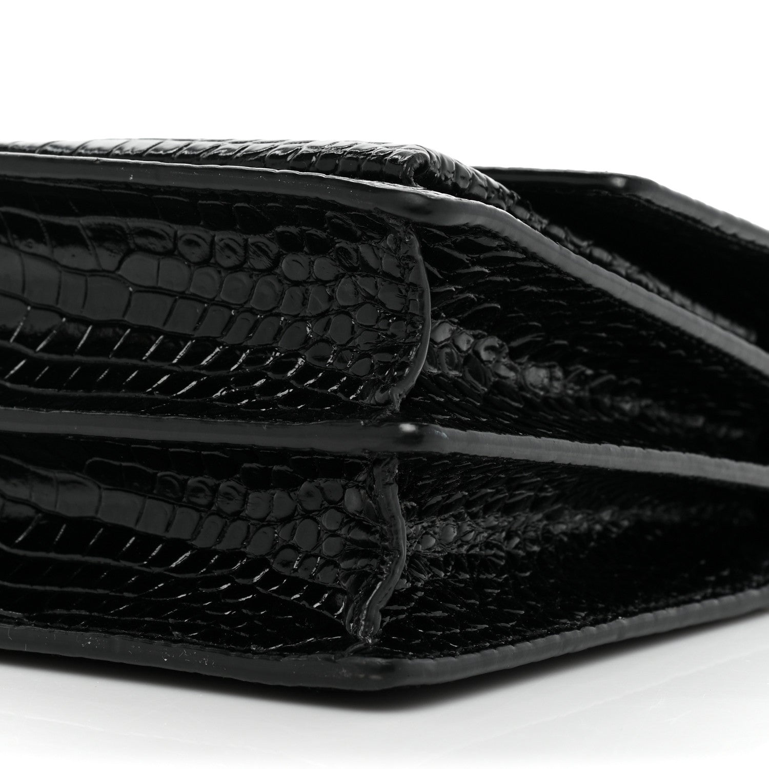 Saint Laurent Calfskin Crocodile Embossed Medium Monogram Sunset Black 8 of 15