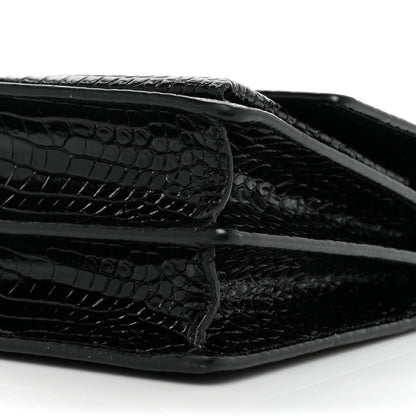 Saint Laurent Calfskin Crocodile Embossed Medium Monogram Sunset Black 8 of 15
