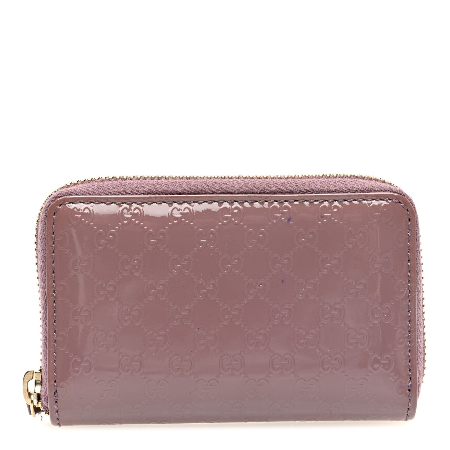 Gucci Patent Microguccissima Zip Around Card Case Mauve 1 of 7