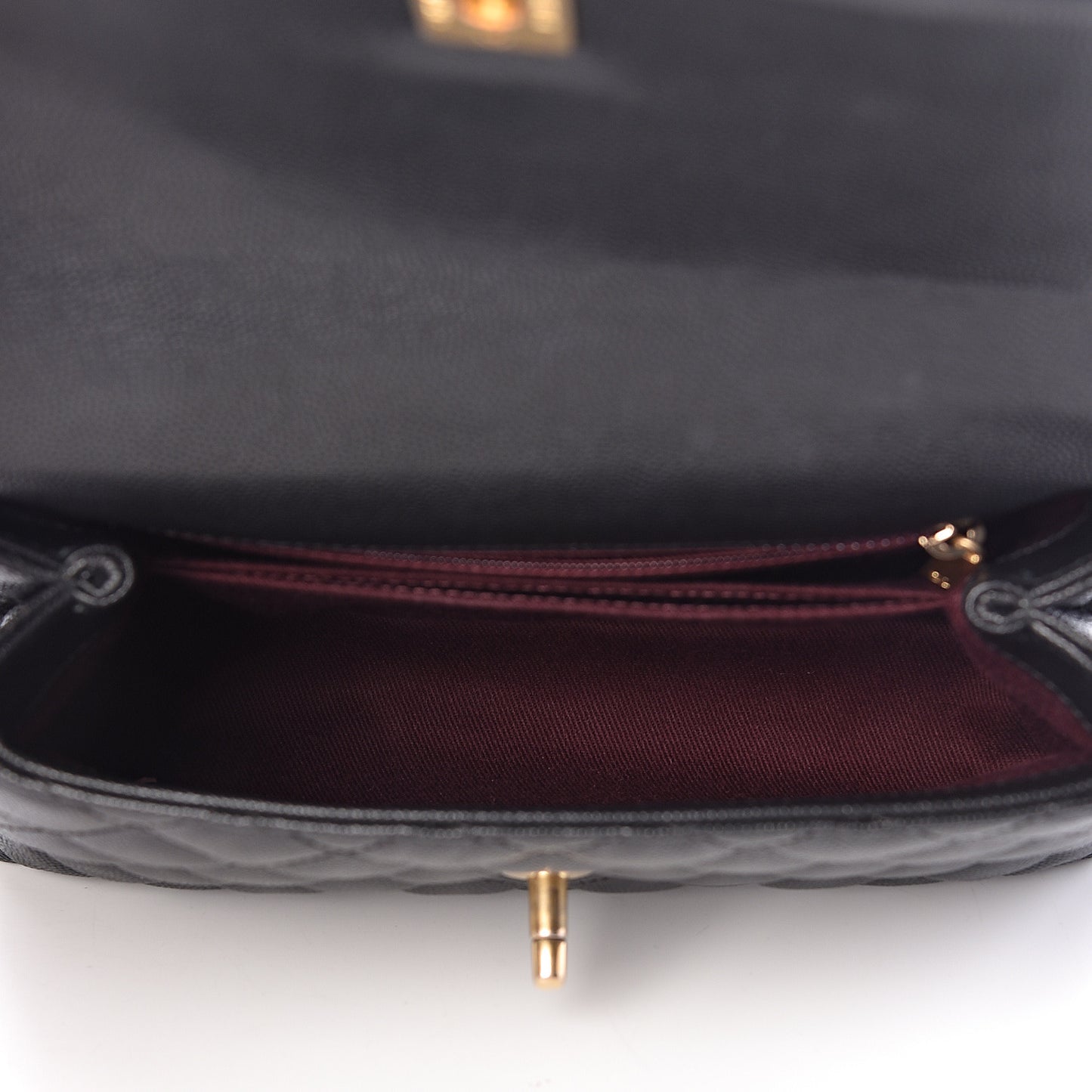 Caviar Quilted Mini Coco Handle Flap Black