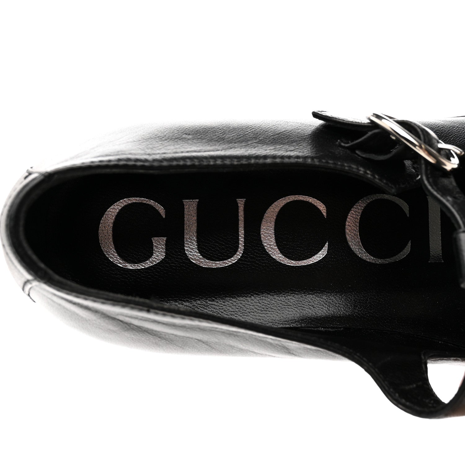 Gucci Nappa Cut Out Mary Jane Platform Loafers 37.5 Black 7 of 11