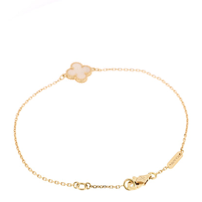 Van Cleef & Arpels 18K Yellow Gold Mother of Pearl Sweet Alhambra Bracelet 2 of 5
