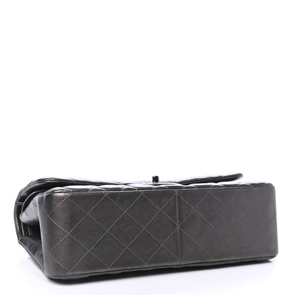 Chanel Metallic Lambskin Quilted Jumbo Double Flap Pewter 3 of 4
