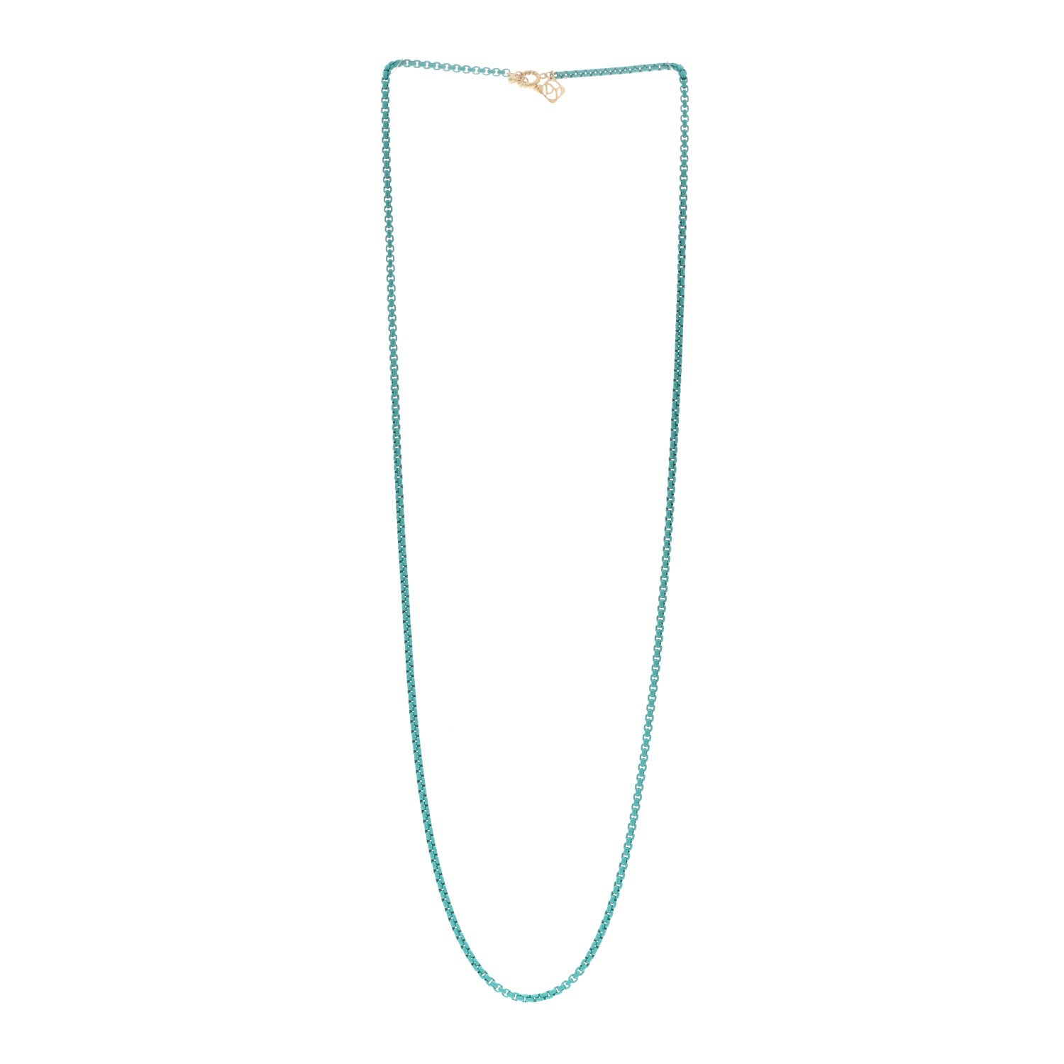 David Yurman Stainless Steel 14K Yellow Gold Acrylic Bel Aire Chain Necklace 27" Turquoise 3 of 4