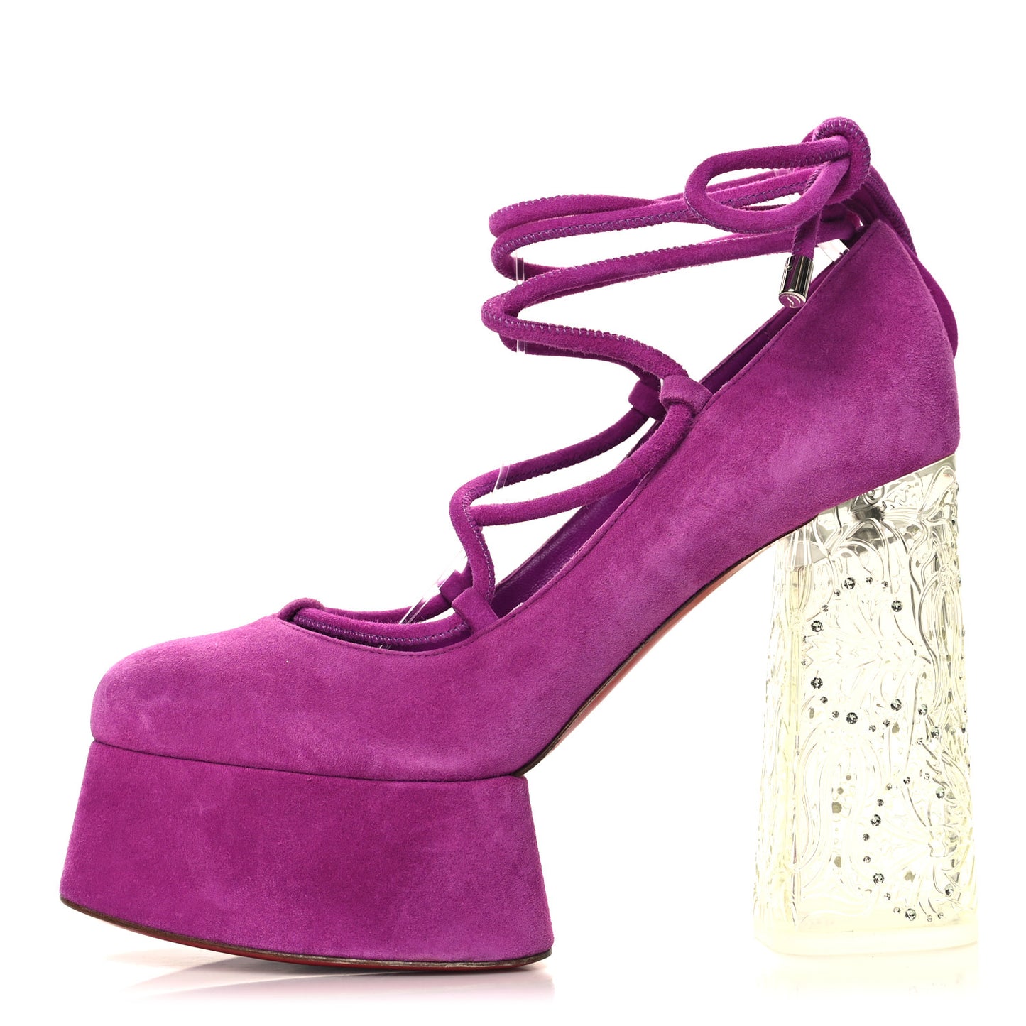 Veau Velours Loubi Mystery Yazefir 130mm Platform Pumps 39 Bougainvillier