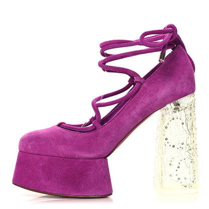 Christian Louboutin Veau Velours Loubi Mystery Yazefir 130mm Platform Pumps 39 Bougainvillier 1 of 9