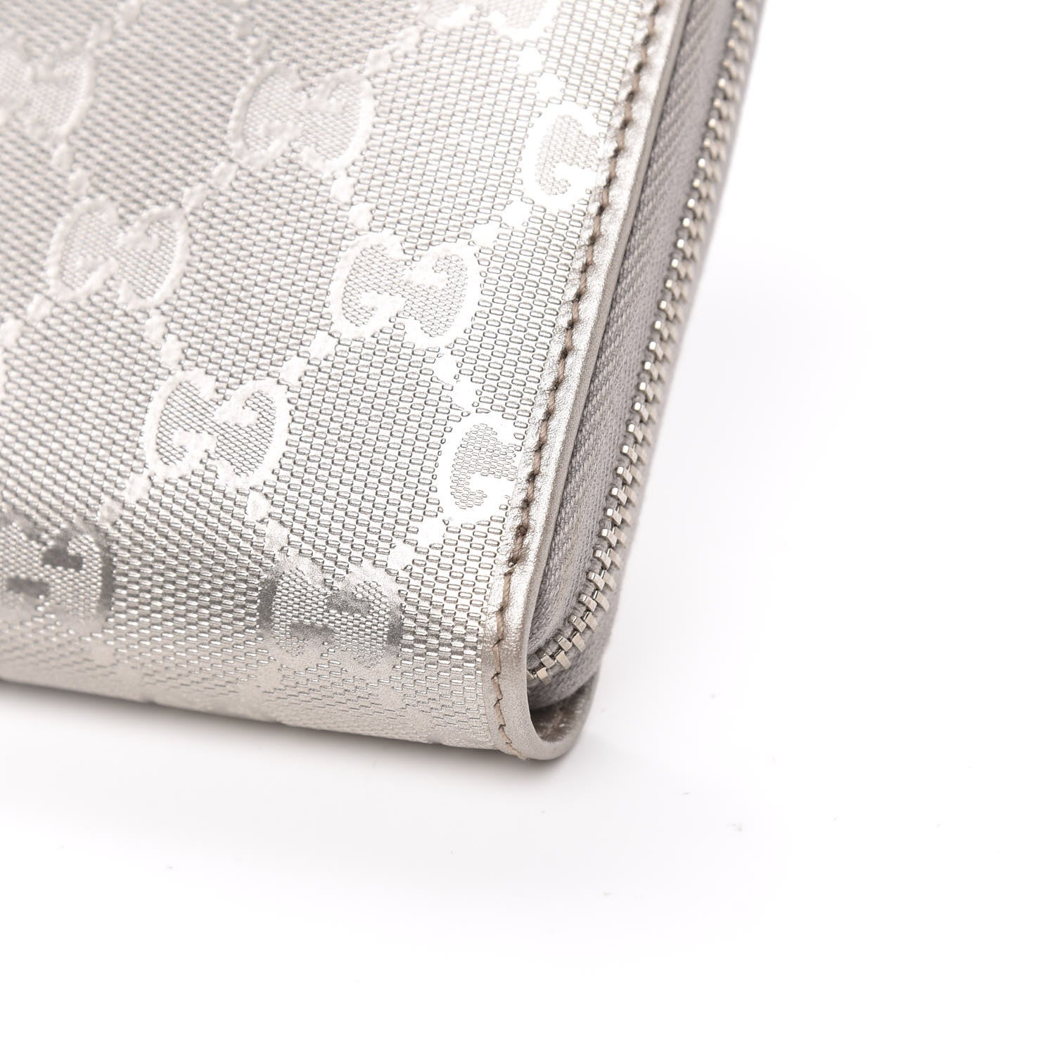 Gucci Imprime Monogram GG Pierce Zip Around Wallet Silver 8 of 10