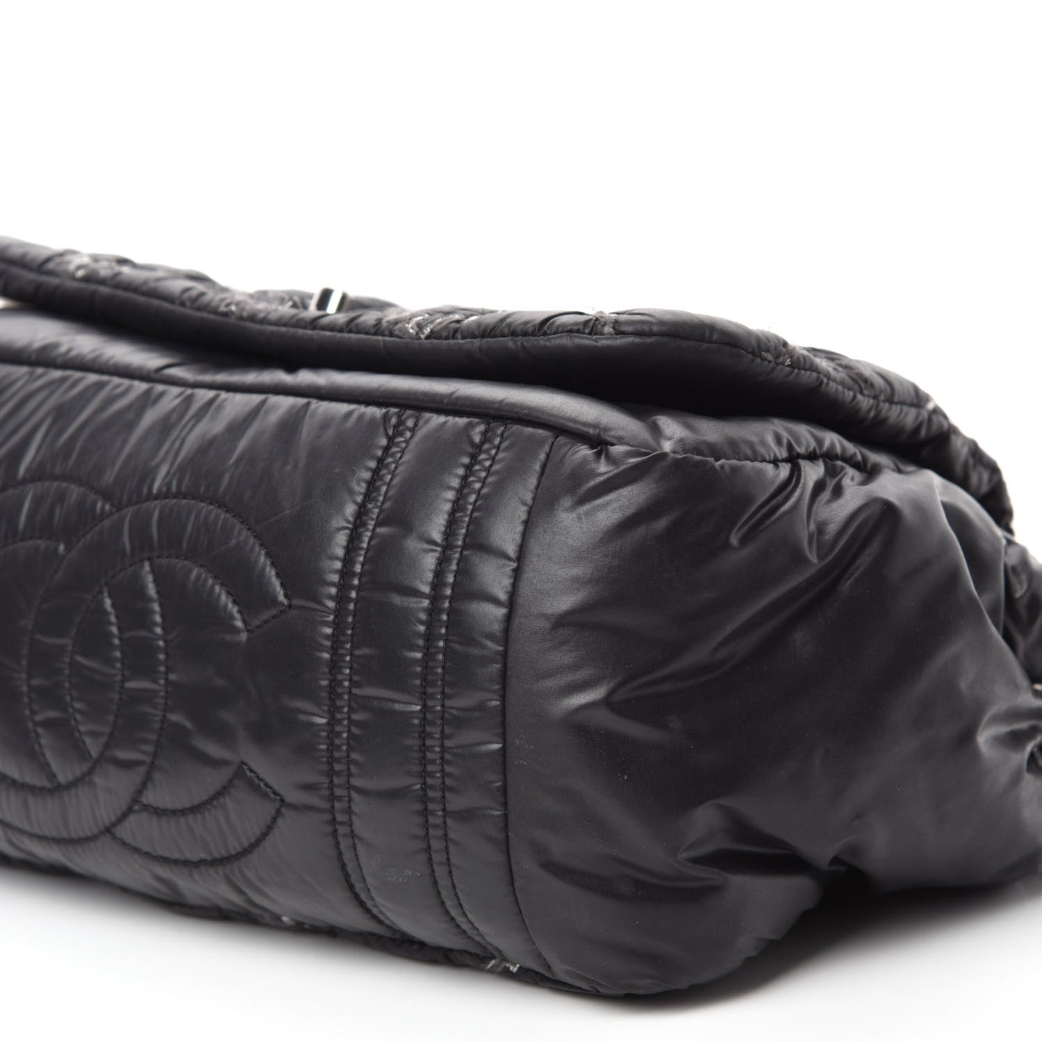 Chanel Nylon Quilted Tweed Stitch Bubble Flap Black 7 of 14