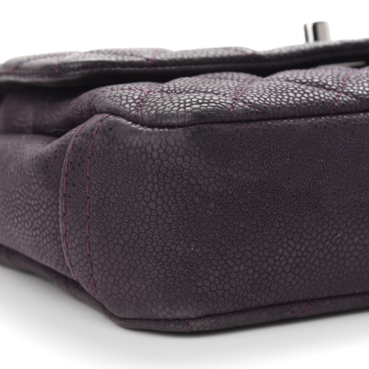 Iridescent Caviar Quilted Small Lady Pearly Flap Plum