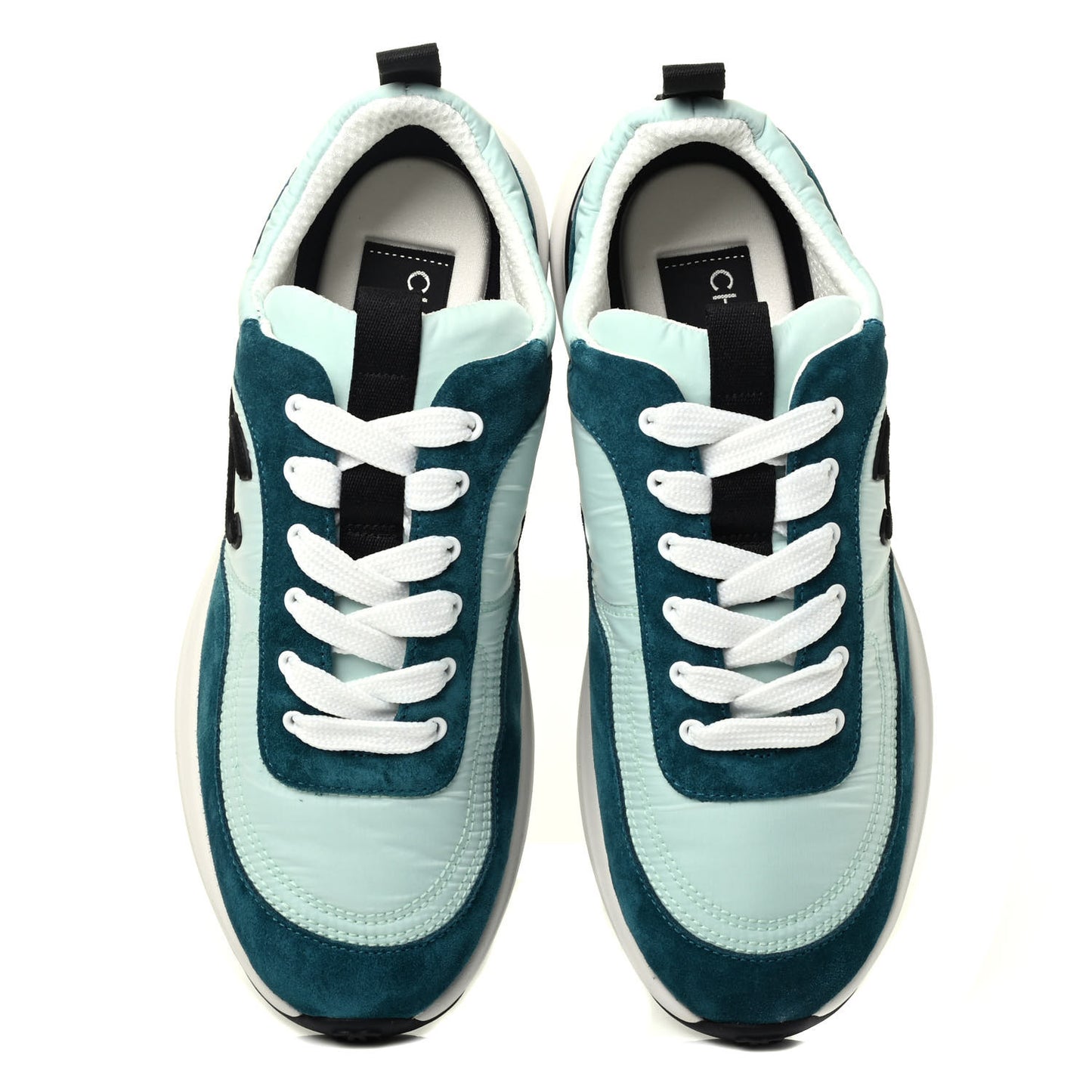 Nylon Suede Calfskin CC Sneakers 37 Green Light Green