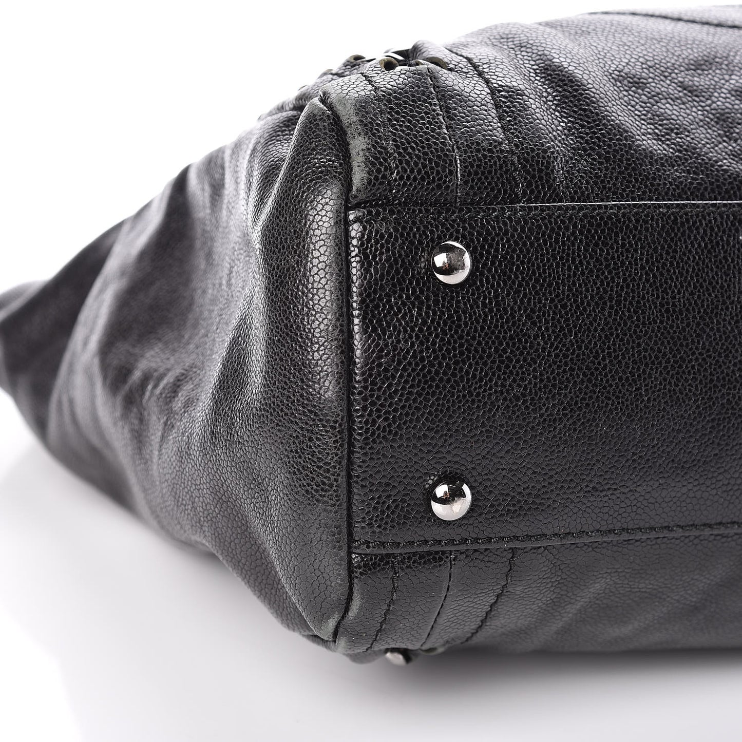 Glazed Caviar Modern Chain Tote Black