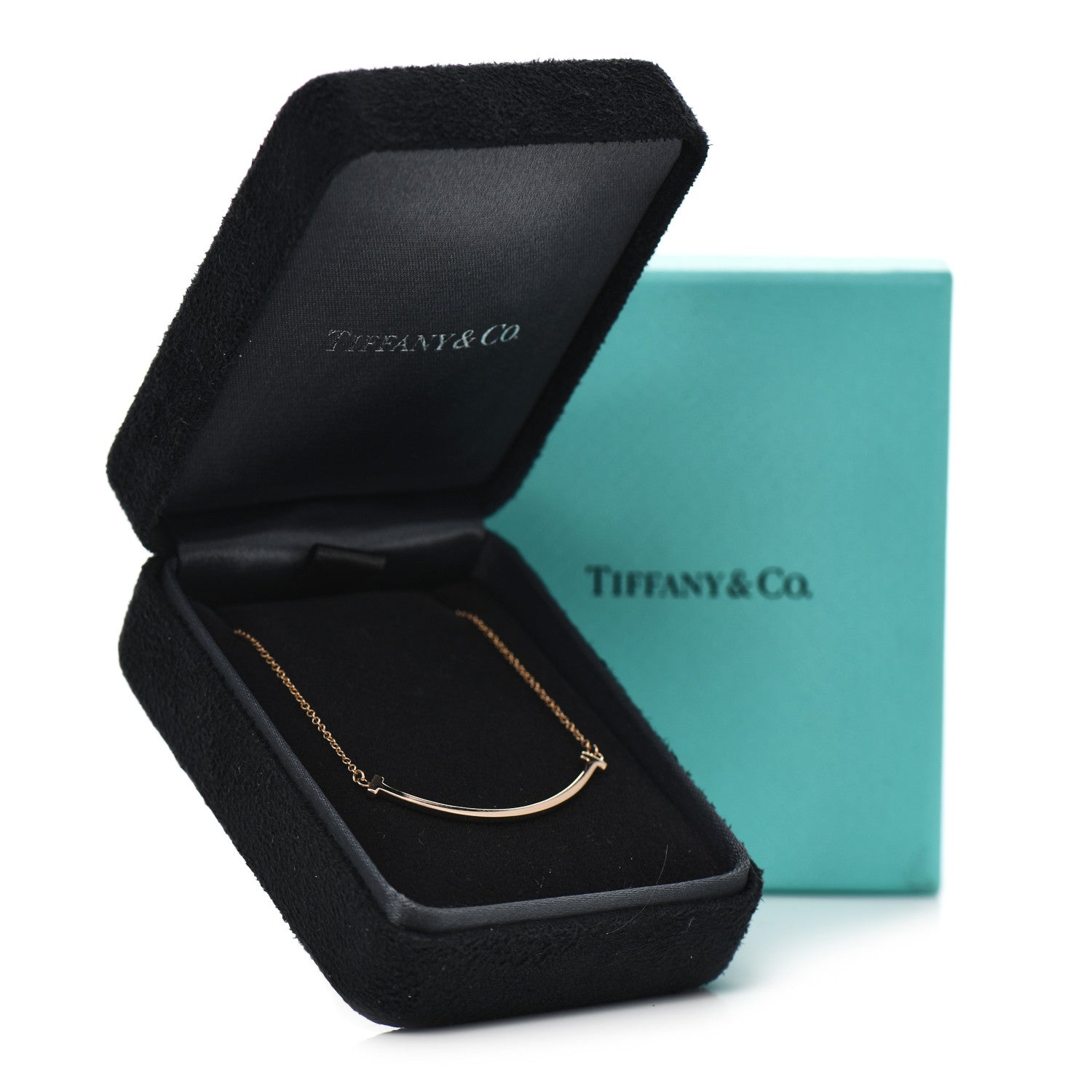 Tiffany 18K Rose Gold Small T Smile Pendant Necklace 6 of 6