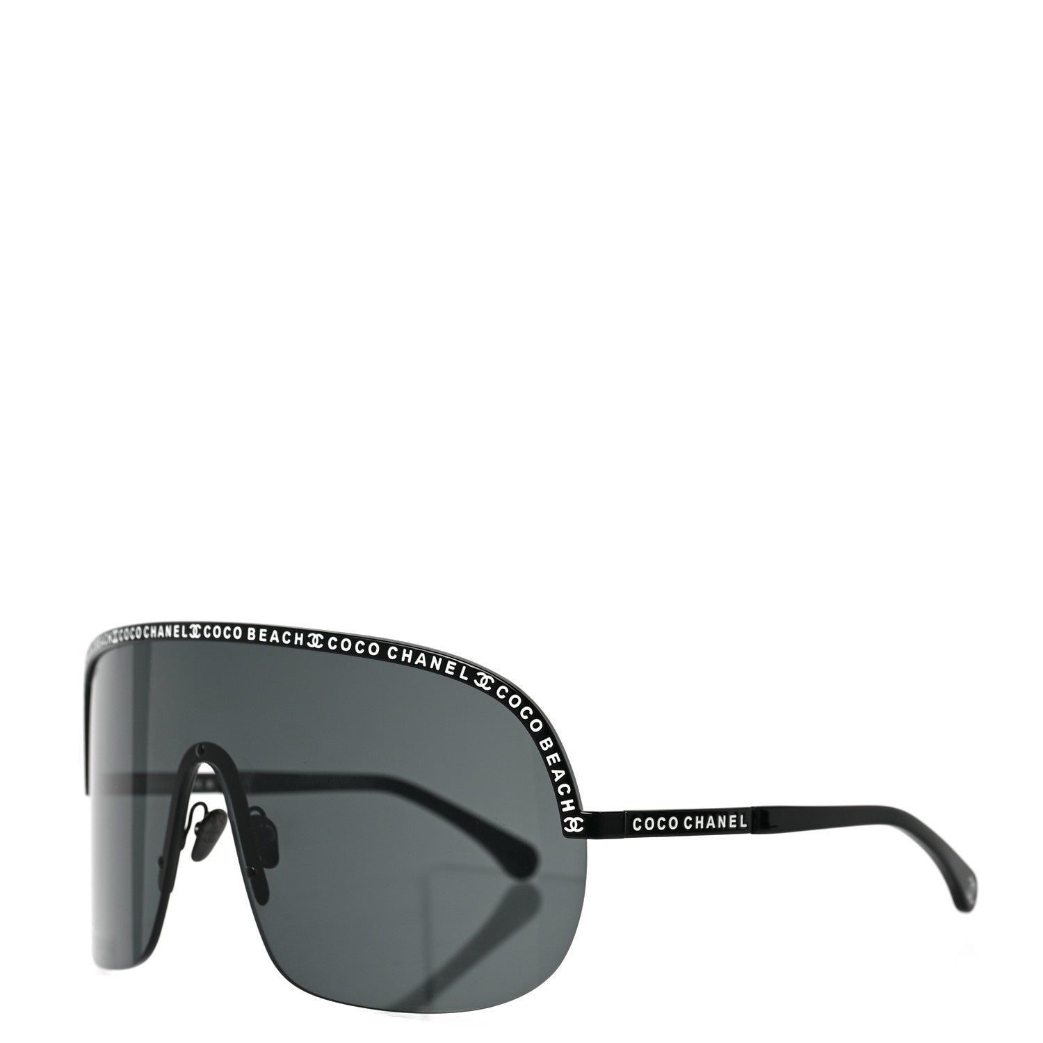 Chanel Shield Coco Beach Sunglasses Black Gray 1 of 6