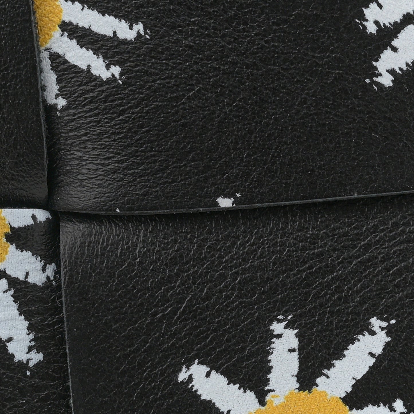 Nappa Maxi Intrecciato Daisy Print Small Cassette Bucket Bag Black White Yellow