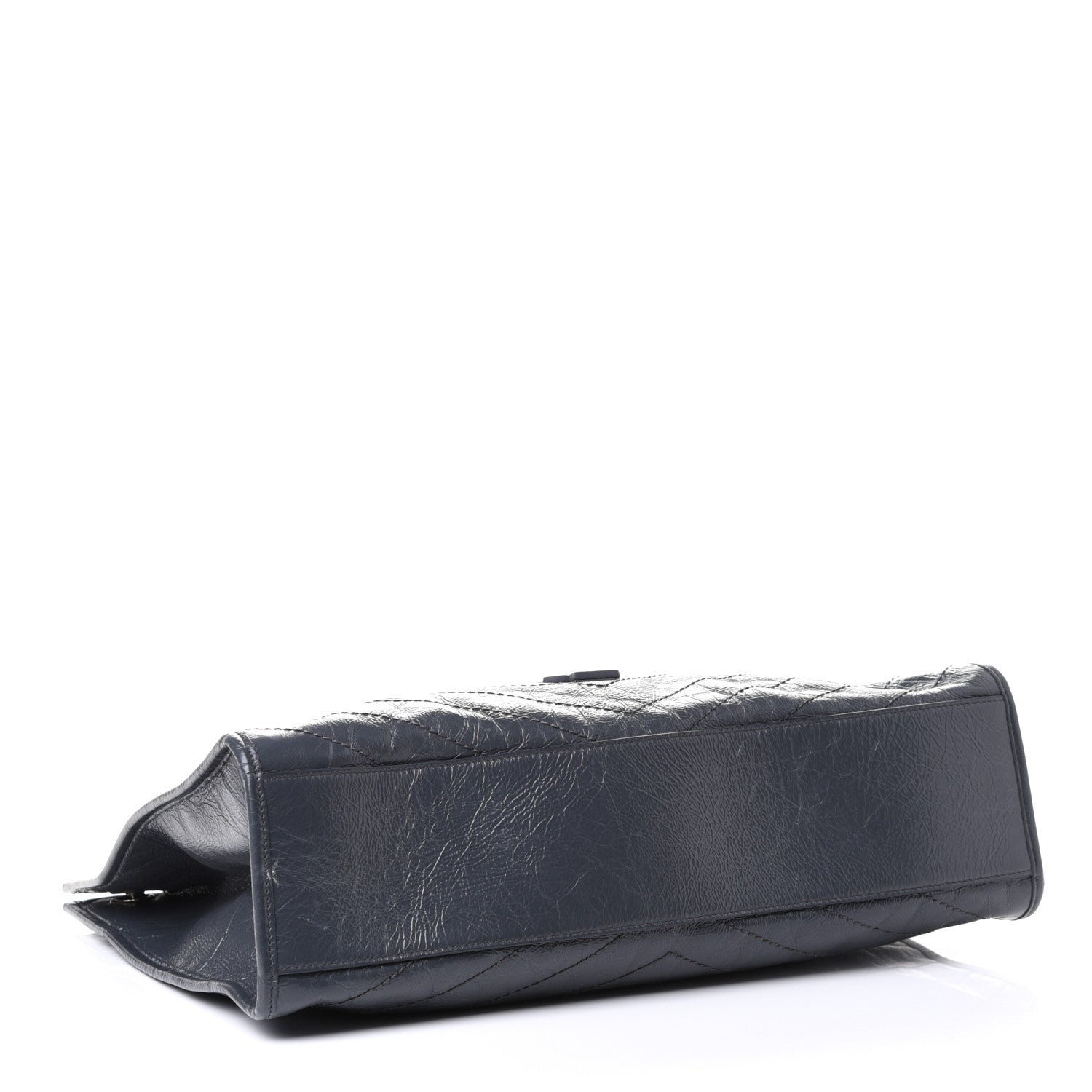 Saint Laurent Crinkled Calfskin Matelasse Monogram Niki Shopper Tote Dark Smog 3 of 4