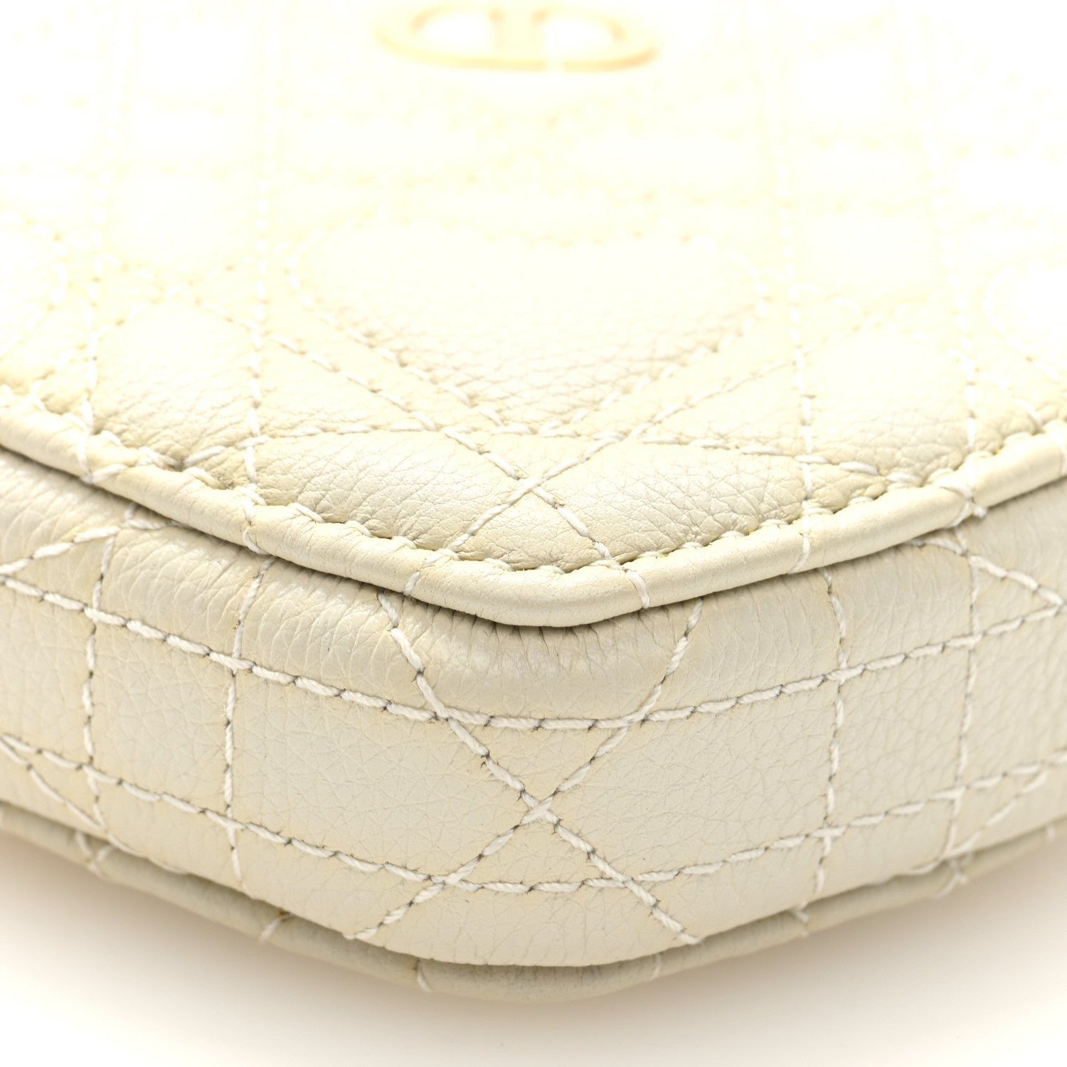 Christian Dior Calfskin Cannage Dioramour Caro Heart Pouch With Chain White 7 of 8