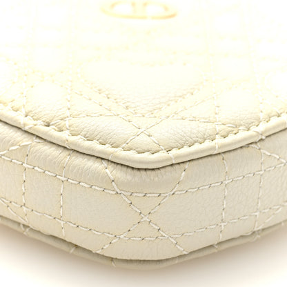 Christian Dior Calfskin Cannage Dioramour Caro Heart Pouch With Chain White 7 of 8