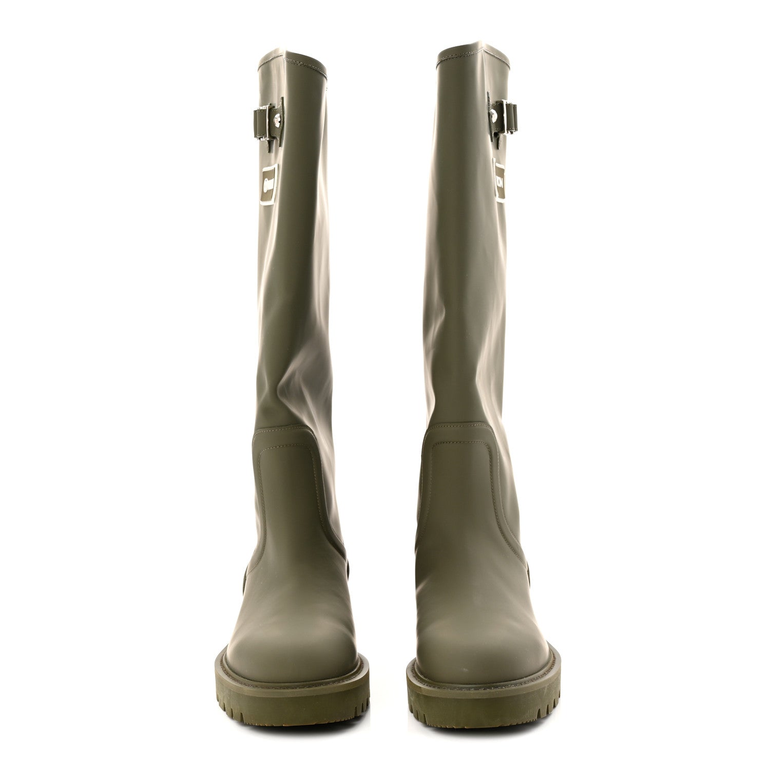 Louis Vuitton Rubber Calfskin Territory Flat High Boots 41 Khaki 2 of 9