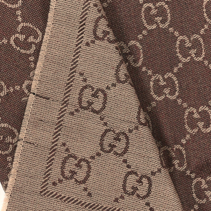 Gucci Wool Jacquard GG Monogram Sten Fringe Scarf Light Brown 4 of 4