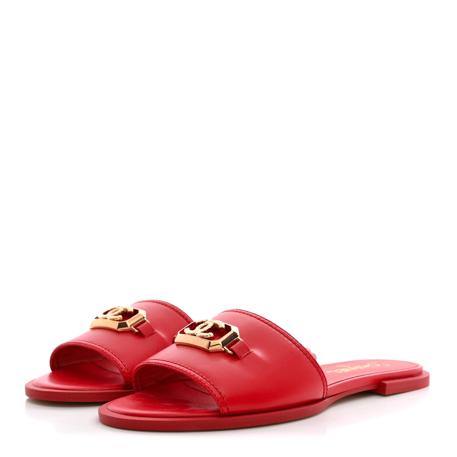 Chanel Shiny Calfskin CC Mules 39 Red 4 of 10