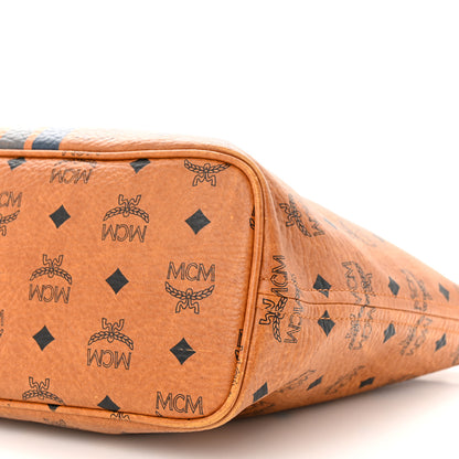 MCM Visetos Dog Bone Striped Shopper Tote Cognac 10 of 15
