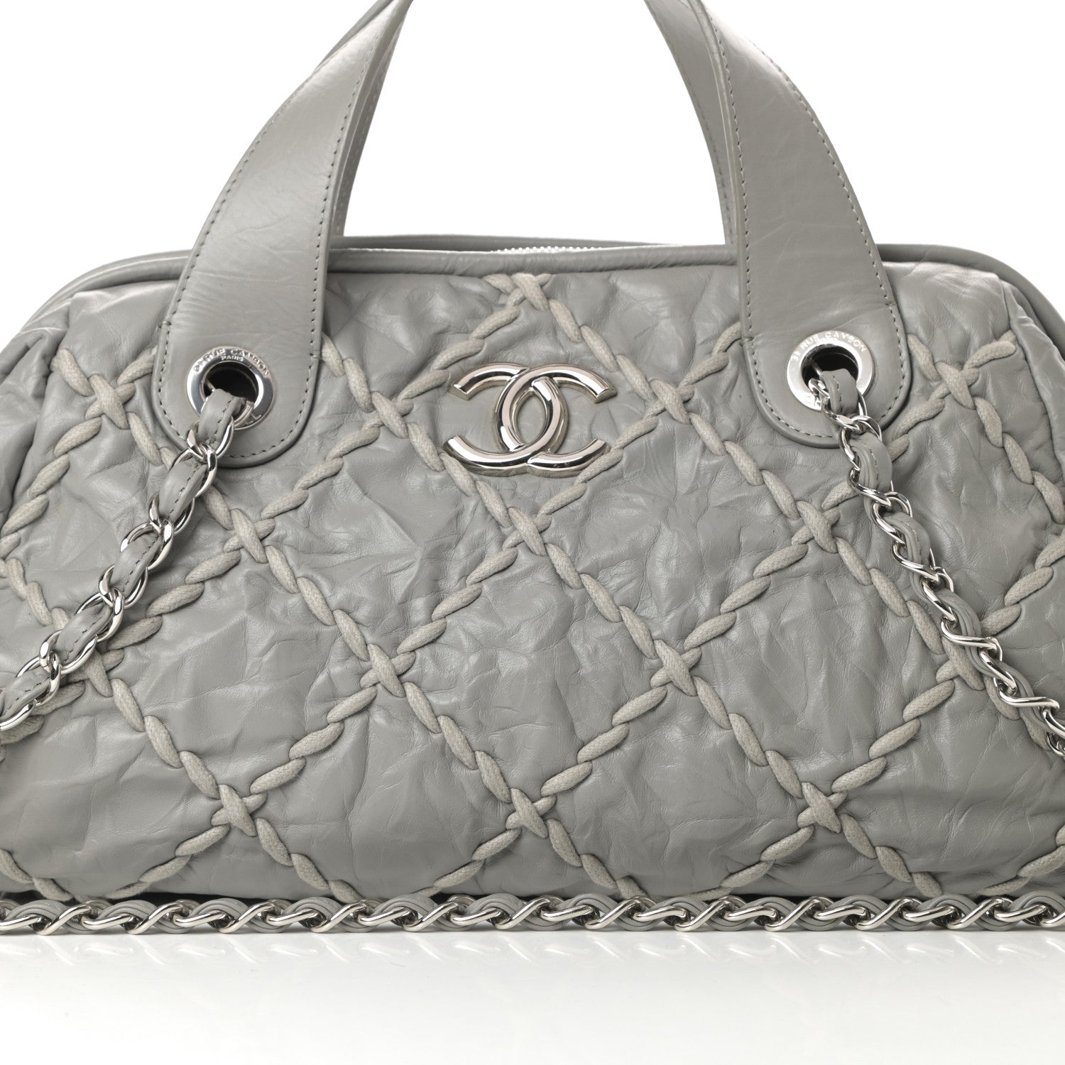 Chanel Calfskin Ultra Stitch Bowler Grey 8 of 14