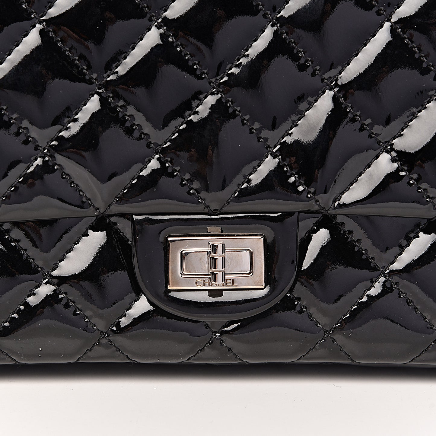 Patent Quilted 2.55 Reissue 227 Flap Black