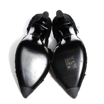 Chanel Lace Ankle Strap Pumps Black 37 5 of 6