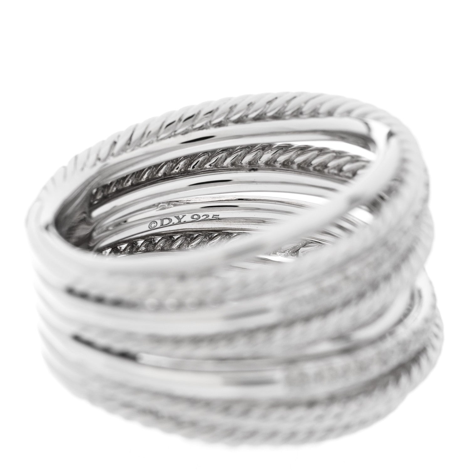 David Yurman Sterling Silver Diamond 17.8mm Crossover Cable Ring 58 8.25 4 of 4