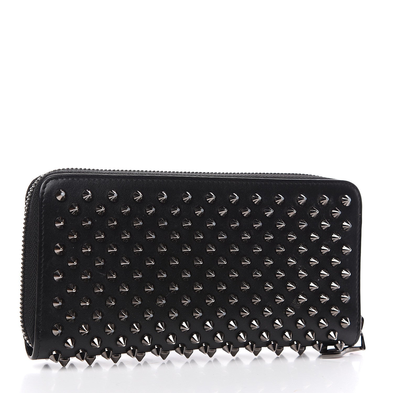 Christian Louboutin Calfskin Panettone Spiked Zip Around Wallet Black 2 of 9