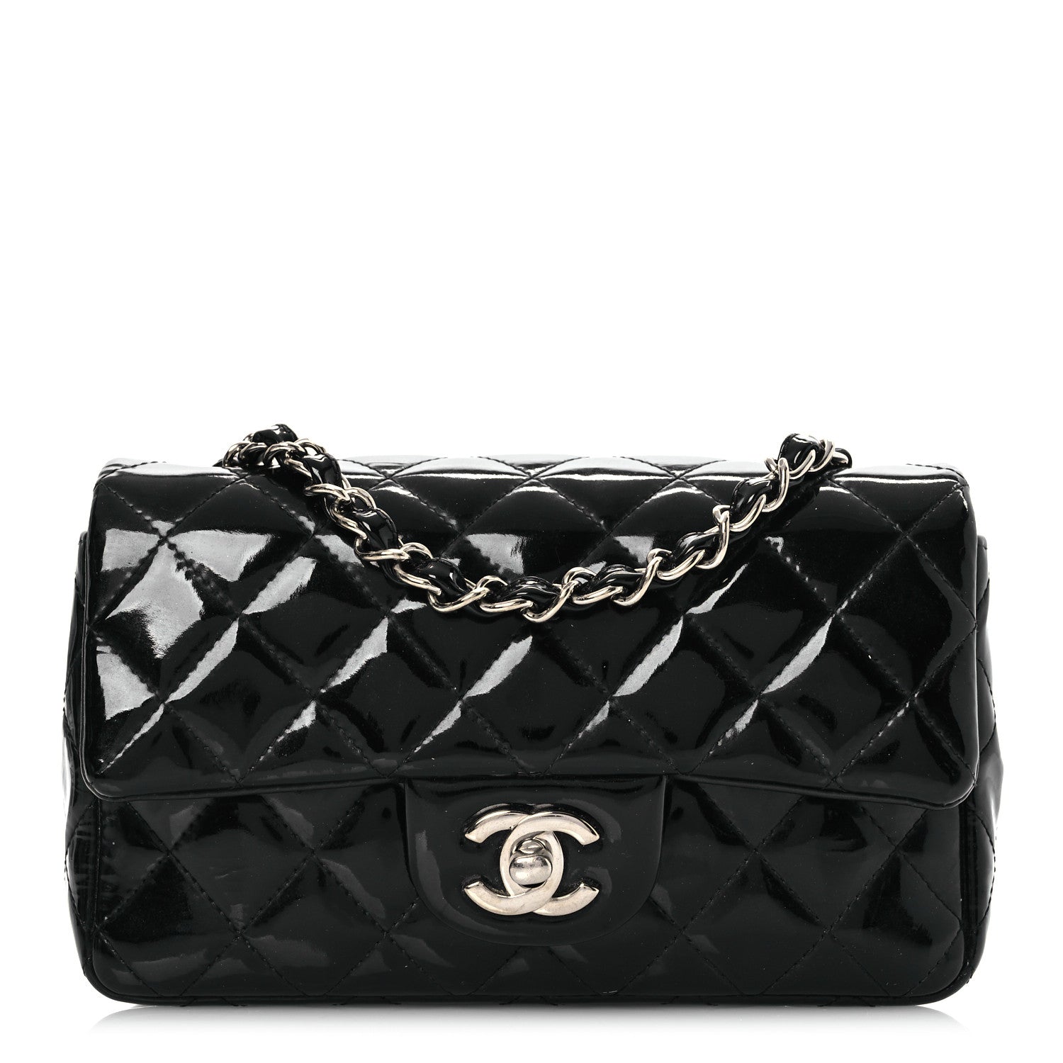 Chanel Patent Calfskin Quilted Mini Rectangular Flap Black 1 of 15
