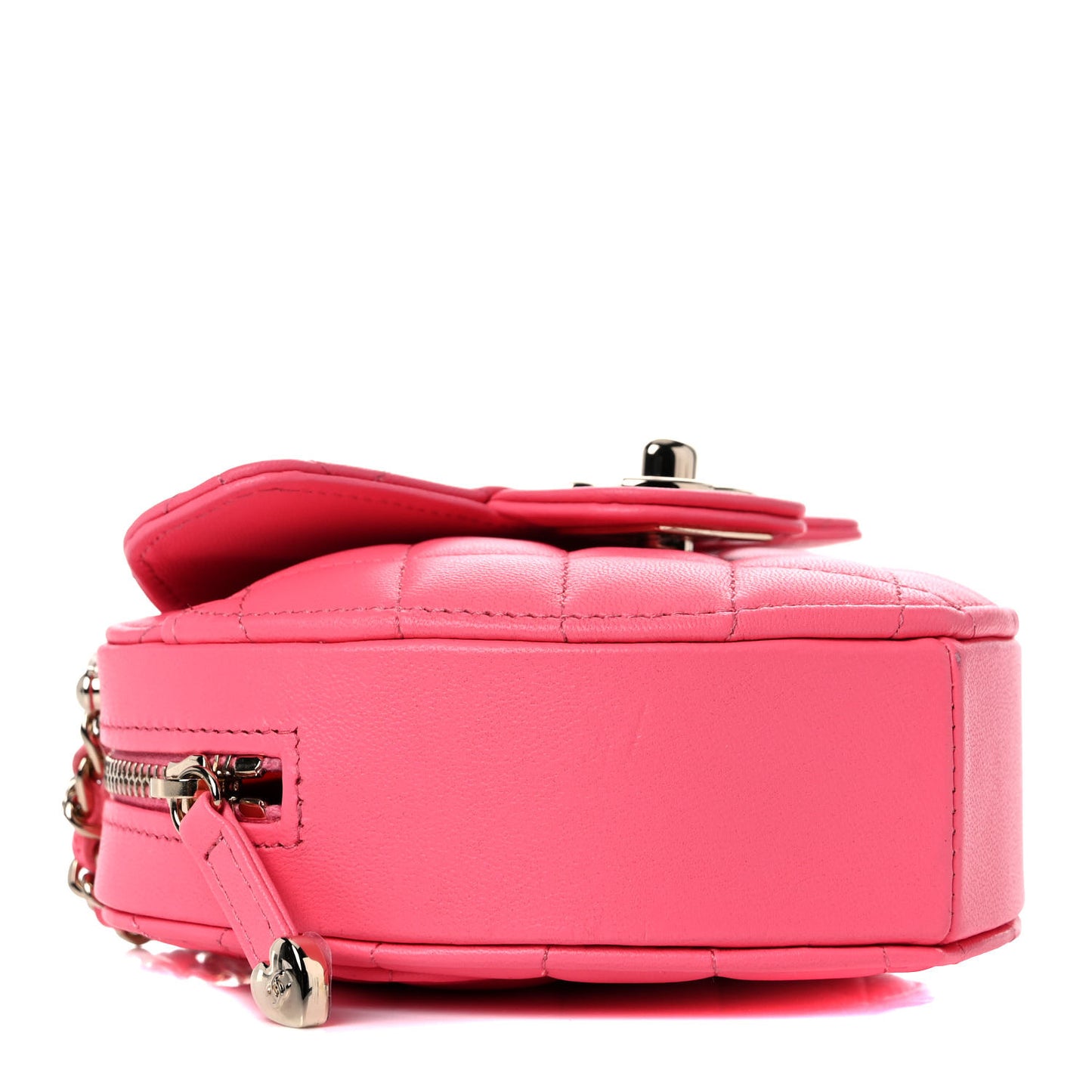 Lambskin Quilted CC In Love Heart Clutch With Chain Pink