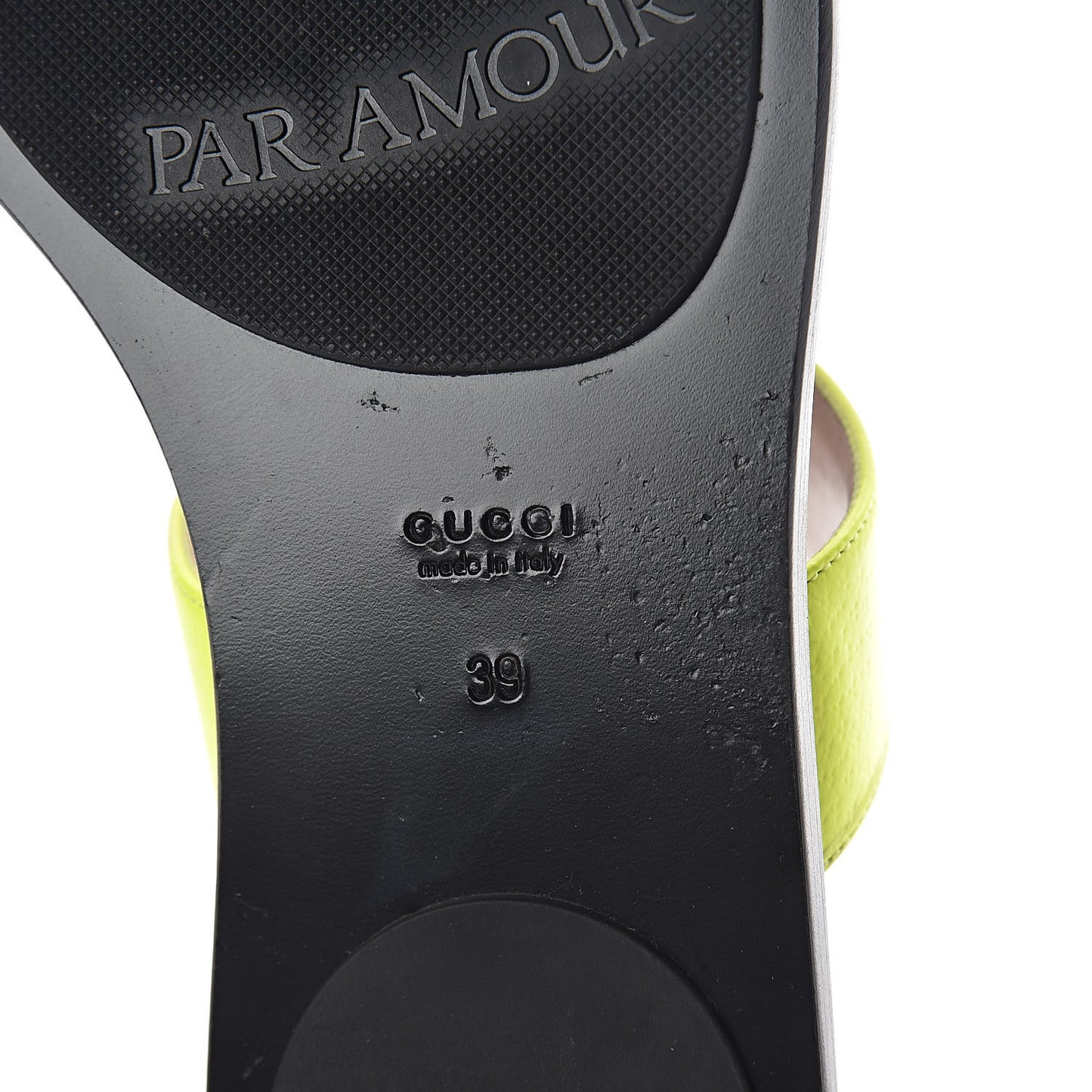 Calfskin GG Marmont Thong Sandals 39 Yellow Fluo