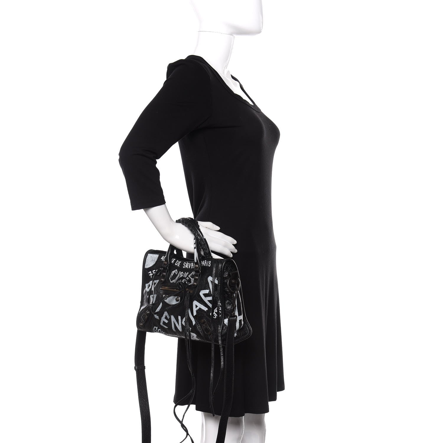 Balenciaga Agneau Classic Hardware Graffiti All Over S City Black 3 of 11