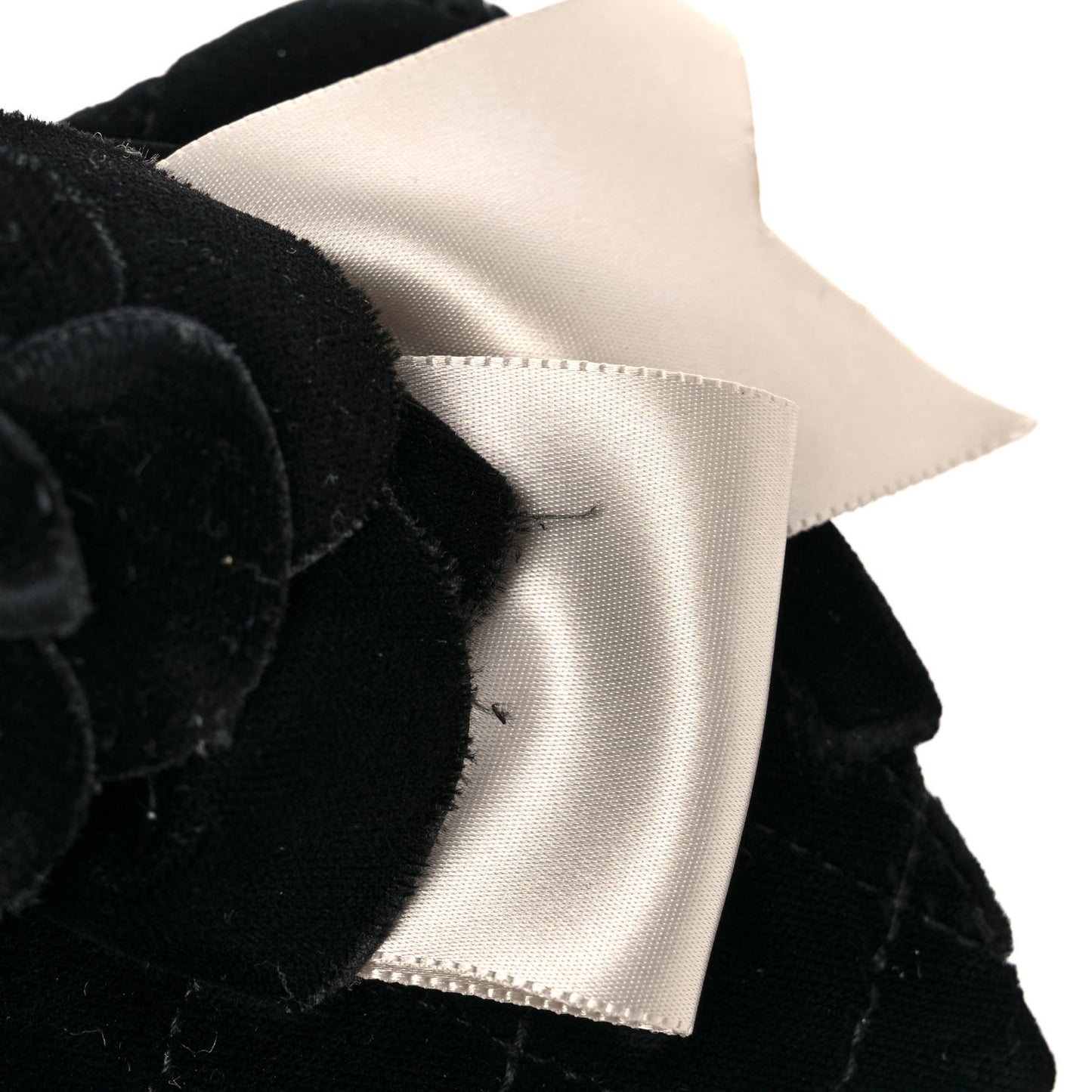 Velvet Quilted Camellia Wristlet Black